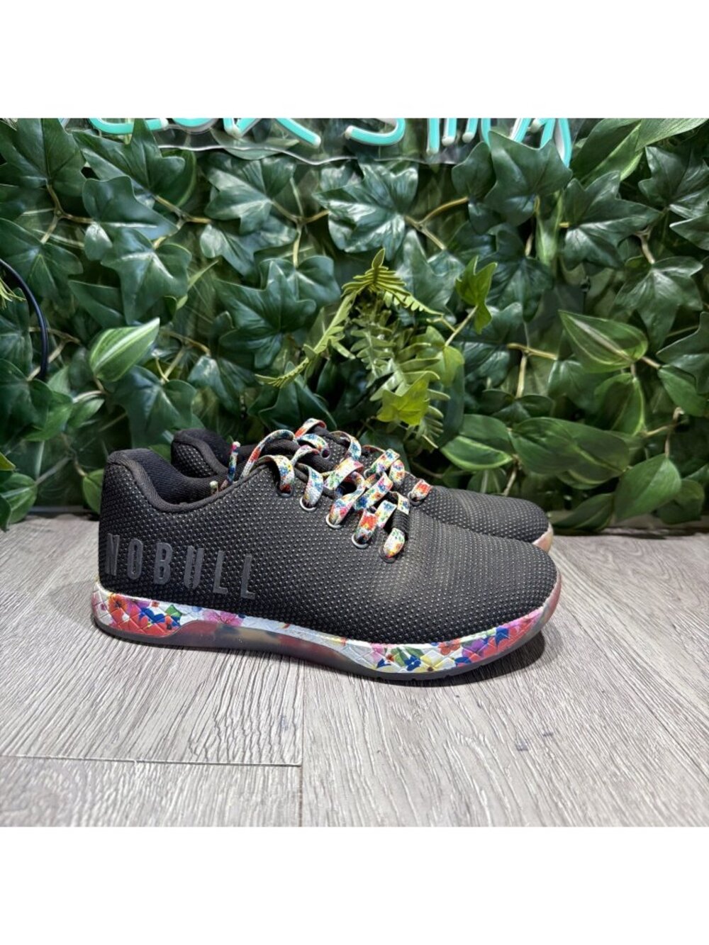 NOBULL Trainer Shoes Womens Size 6 Black Floral SuperFabric CrossFit Gym